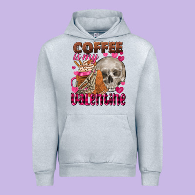 Coffee Is My Valentine Skull Urban Hoodie Designed By Fadigitalartstudio
