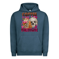 Pigment Midnight Navy Coffee is my Valentine skull Urban Hoodie - FaDigitalArtStudio