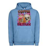 Pigment Pebble Blue Coffee is my Valentine skull Urban Hoodie - FaDigitalArtStudio
