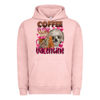Pigment Salmon Coffee is my Valentine skull Urban Hoodie - FaDigitalArtStudio