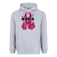Heather Grey Warrior Breast Cancer with boxing gloves Heavyweight Hoodie - NancyCooperArtShop