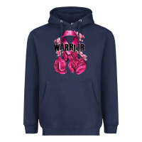 Navy Warrior Breast Cancer with boxing gloves Heavyweight Hoodie - NancyCooperArtShop