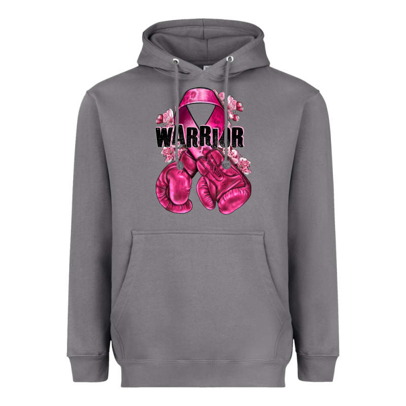 Warrior Breast Cancer With Boxing Gloves Heavyweight Hoodie by NancyCooperArtShop | Teevron