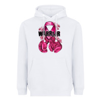 White Warrior Breast Cancer with boxing gloves Heavyweight Hoodie - NancyCooperArtShop