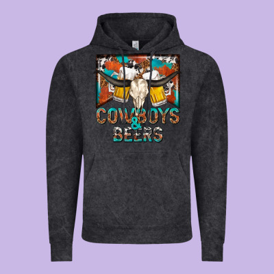 Cowboys And Beers Vintage Hoodie Designed By Nancycooperartshop