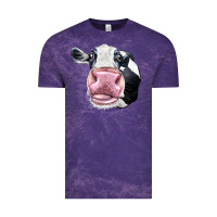 Cloud Purple Cute Holstein Face Vintage Tee - LillyAllenDesigns