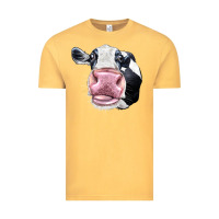 Vintage Mustard Cute Holstein Face Vintage Tee - LillyAllenDesigns