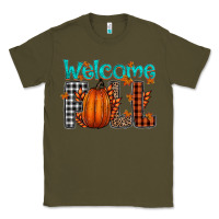 Army Green Welcome Fall Classic Tee - CowhideDigitalArt
