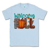 Dusty Blue Welcome Fall Classic Tee - CowhideDigitalArt