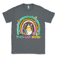 Charcoal Heather teach love inspire rainbow Classic Tee - MaliasSmallBusiness