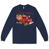 Navy flower market Long Sleeve Tee - MaliasSmallBusiness