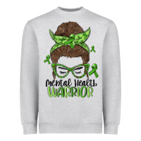 Heather Grey messy bun mental health warrior Heavyweight Sweatshirt - MaliasSmallBusiness