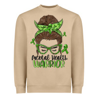 Mushroom messy bun mental health warrior Heavyweight Sweatshirt - MaliasSmallBusiness