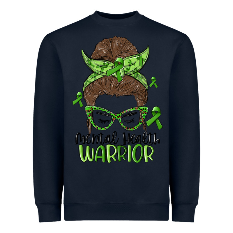 Messy Bun Mental Health Warrior Heavyweight Sweatshirt by MaliasSmallBusiness | Teevron