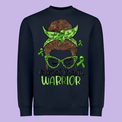 Messy Bun Mental Health Warrior Heavyweight Sweatshirt Designed By Maliassmallbusiness