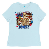Baby Blue Red white boozy 4th of july Ladies Tee - CowGirlArtShop