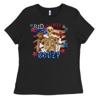 Black Red white boozy 4th of july Ladies Tee - CowGirlArtShop