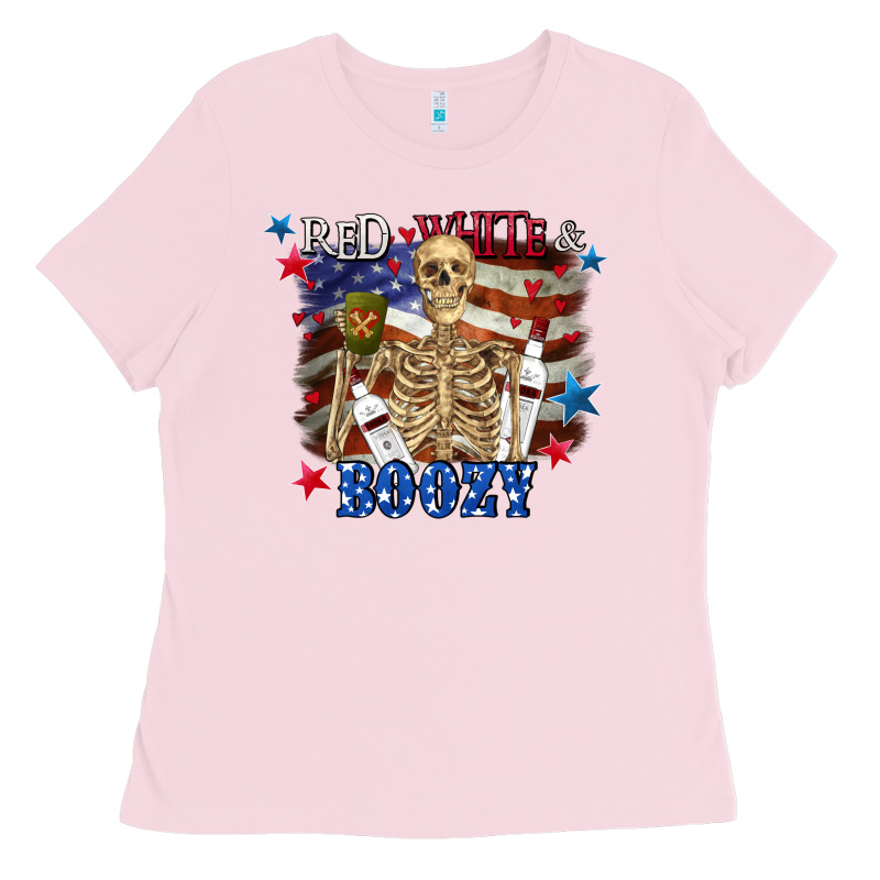 Red White Boozy 4th Of July Ladies Tee by CowGirlArtShop | Teevron