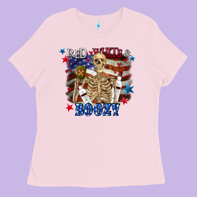 Red White Boozy 4th Of July Ladies Tee Designed By Cowgirlartshop