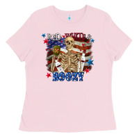 Bubblegum Pink Red white boozy 4th of july Ladies Tee - CowGirlArtShop