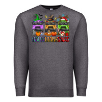 Charcoal Heather hallothanksmas school bus Premium Sweatshirt - texasbilliewilder