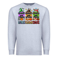 Heather Grey hallothanksmas school bus Premium Sweatshirt - texasbilliewilder