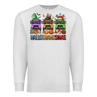 Oatmeal Heather hallothanksmas school bus Premium Sweatshirt - texasbilliewilder
