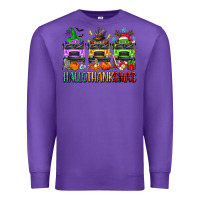 Purple hallothanksmas school bus Premium Sweatshirt - texasbilliewilder