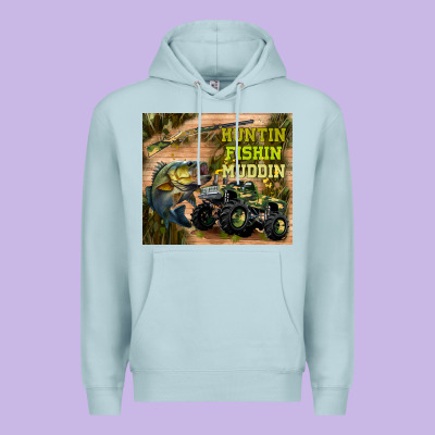 Huntin Fishin Muddin Premium Hoodie Designed By Tumblerdesignbyshophia