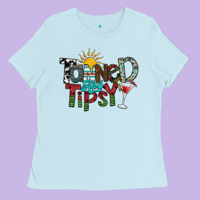 Tanned And Tipsy Ladies Tee Designed By Sublimationcraftshop