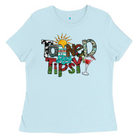 Baby Blue tanned and tipsy Ladies Tee - SublimationCraftShop