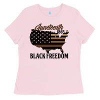 Bubblegum Pink juneteenth 1865 black freedom Ladies Tee - HRA Design Shop