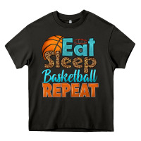 Asphalt eat sleep basketball repeat Heavy Core Tee - HRA Design Shop