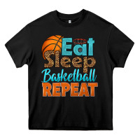 Black eat sleep basketball repeat Heavy Core Tee - HRA Design Shop