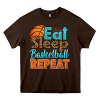 Chocolate Brown eat sleep basketball repeat Heavy Core Tee - HRA Design Shop
