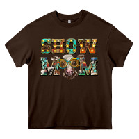 Chocolate Brown show mom brown calf eye glasses Heavy Core Tee - BarkalooDesign