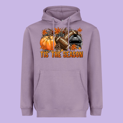 Tis' The Season Football Black Helmet Heavyweight Hoodie Designed By Nancycooperartshop
