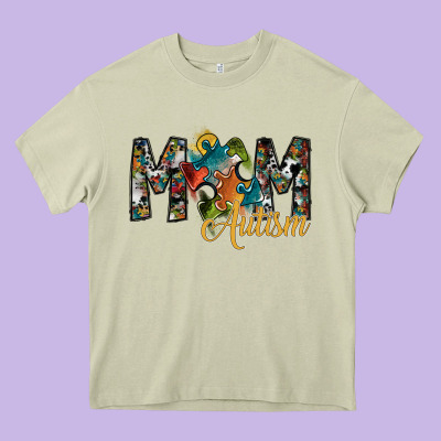 Mom Autism Heavy Core Tee Designed By Sublimationcraftshop