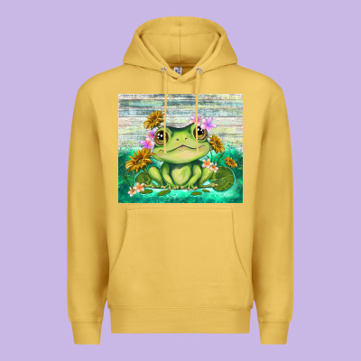Frog With Sunflower Premium Hoodie Designed By Tumblerdesignbyshophia