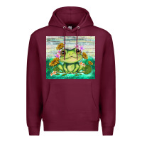 Burgundy frog with sunflower Premium Hoodie - TumblerDesignByShophia