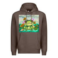 Coffee frog with sunflower Premium Hoodie - TumblerDesignByShophia