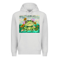 Dove Grey frog with sunflower Premium Hoodie - TumblerDesignByShophia