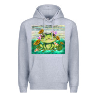 Heather Grey frog with sunflower Premium Hoodie - TumblerDesignByShophia