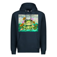 Navy frog with sunflower Premium Hoodie - TumblerDesignByShophia