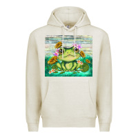 Oatmeal Heather frog with sunflower Premium Hoodie - TumblerDesignByShophia
