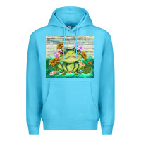 Ocean Blue frog with sunflower Premium Hoodie - TumblerDesignByShophia
