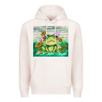 Pale Pink frog with sunflower Premium Hoodie - TumblerDesignByShophia