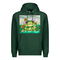 Sports Green frog with sunflower Premium Hoodie - TumblerDesignByShophia