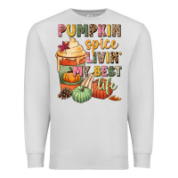 Dove Grey Pumpkin spice livin' my best life Premium Sweatshirt - NancyCooperArtShop