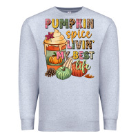 Heather Grey Pumpkin spice livin' my best life Premium Sweatshirt - NancyCooperArtShop
